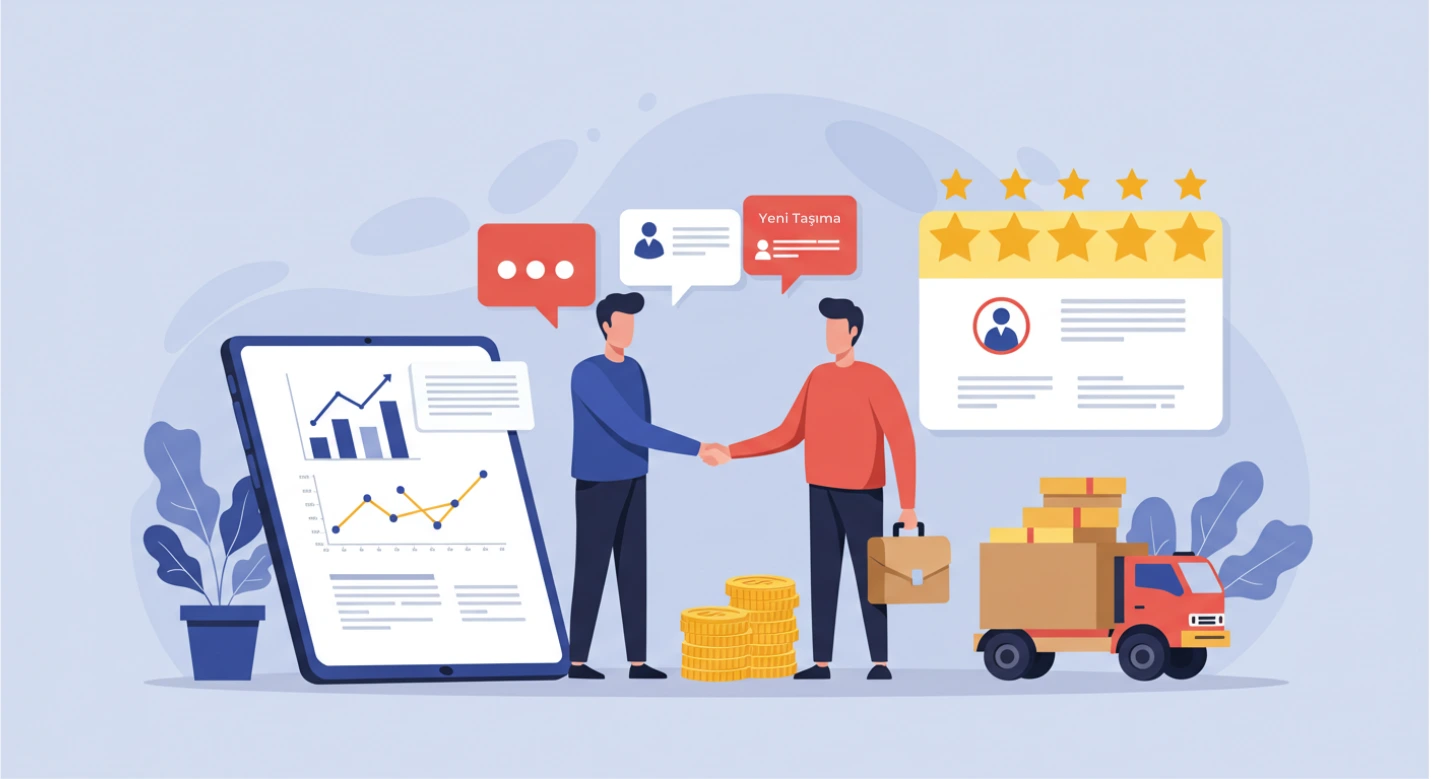 İş büyümesini gösteren grafik ve mutlu müşteriler